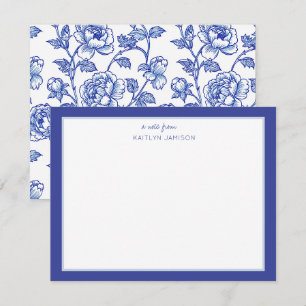 Een notitie van Blauwe Chinoiserie Bloemnoot Notitiekaartje