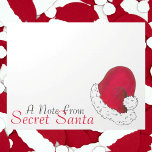 Een notitie van de geheime kerstkerstbekerrode ker notitieblok<br><div class="desc">Het ontwerp bevat een originele markeringsillustratie van een rood pet van de Kerstman. Perfect als een geheim kerstcadeau of kerstfeest gunst! Zie je niet wat je zoekt? Hulp nodig bij maatwerk? Neem contact op met Rebecca om iets speciaal voor jou te laten ontwerpen.</div>