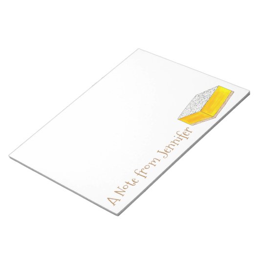 Een notitie van de gepersonaliseerde gele lemon Sq Notitieblok (Schuin)