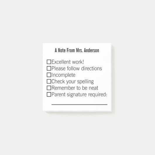Een notitie van de naam van de leraar Post-it-noti Post-it® Notes (Voorkant)