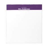 een notitie van Docent Naam (in Vette Lettertype)  Notitieblok (Voorkant)