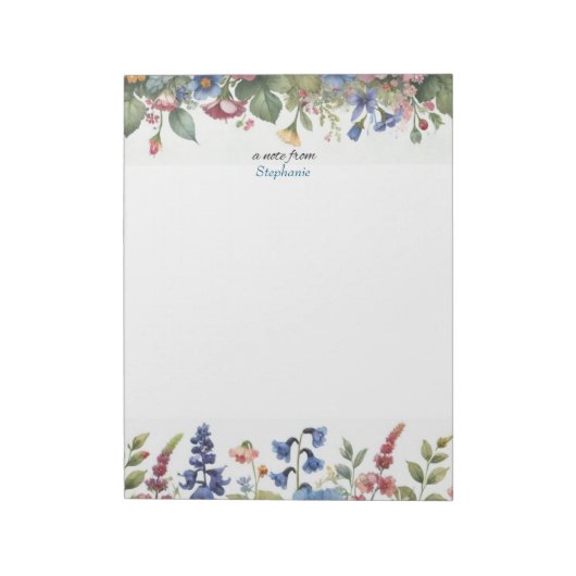 Een notitie van gepersonaliseerd bloemenNotitieblo Notitieblok (Linkerzijde)