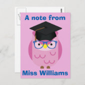 Een notitie van het leraar Paars Owl Briefkaart (Voorkant / Achterkant)