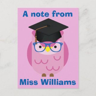 Een notitie van het leraar Paars Owl Briefkaart