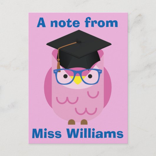 Een notitie van het leraar Paars Owl Briefkaart (Voorkant)