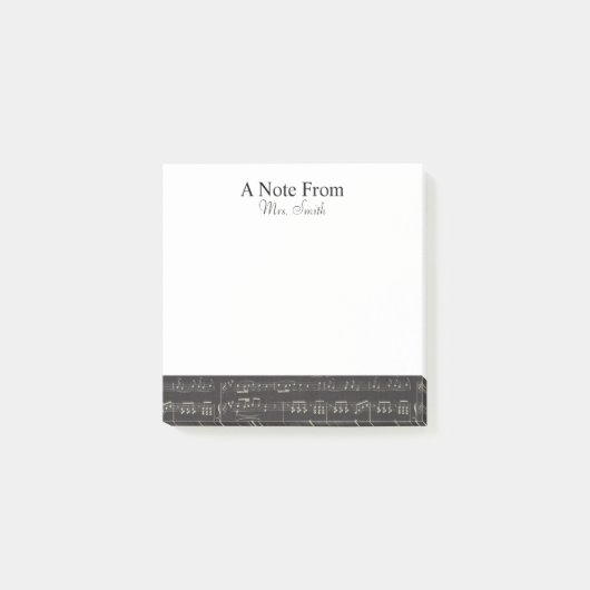 Een notitie van het  zwarte-muzieknotatroon post-it® notes (Voorkant)