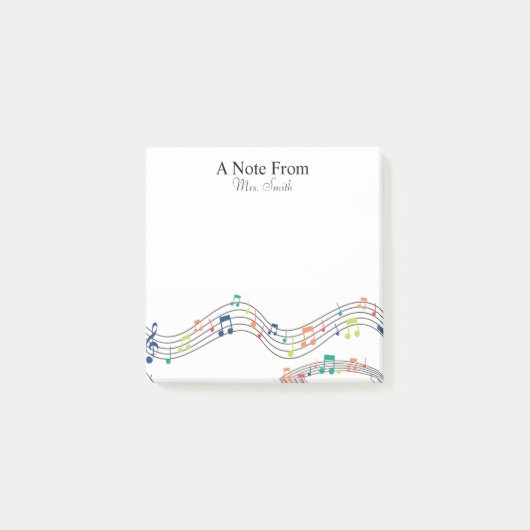 Een notitie van kleurrijke muzieknotitie over het  post-it® notes (Voorkant)