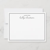 Een notitie van monogram scriptrand zwart wit notitiekaartje (Voorkant)
