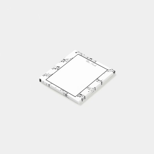 Een notitie van muzieknotitie Whimsical Pattern Mu Post-it® Notes (Schuin)