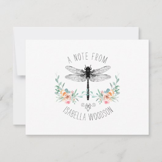 Een notitie van Rustic Dragonfly Floral Note Card Notitiekaartje (Voorkant)