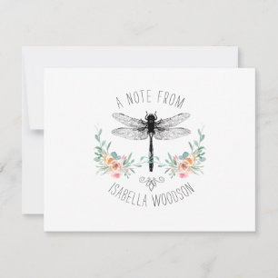Een notitie van Rustic Dragonfly Floral Note Card Notitiekaartje