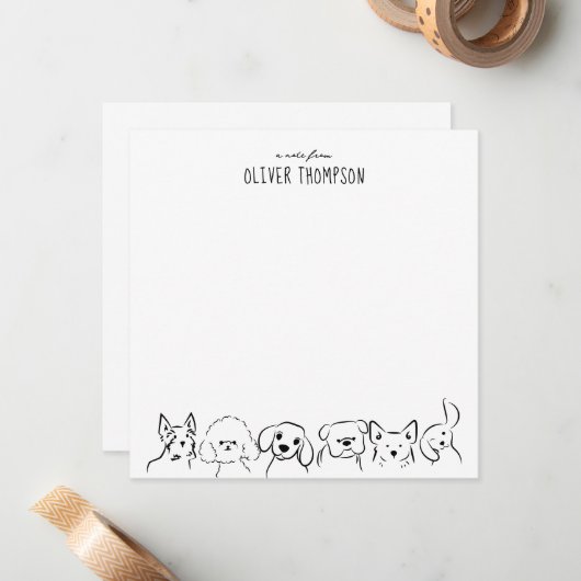 Een notitie van Schattigee Dog Animal Sketch Note  Notitiekaartje (Voorkant / Achterkant in situ)