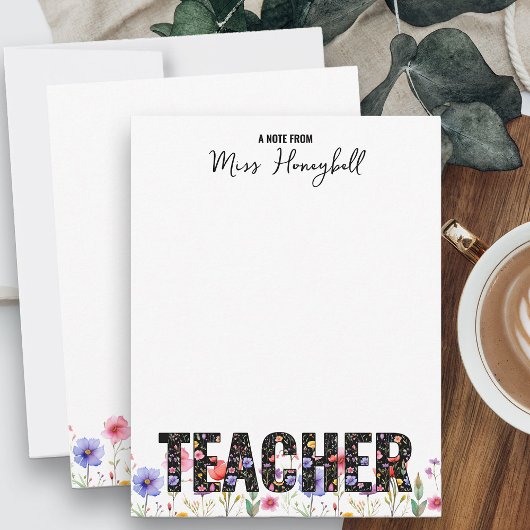Een notitie van Teacher Wildflower Note Cards Notitiekaartje