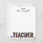 Een notitie van Teacher Wildflower Note Cards Notitiekaartje (Voorkant)