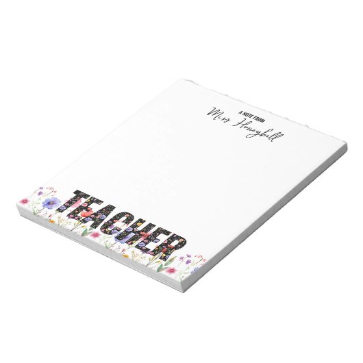 Een notitie van Teacher  Wildflower Notitieblok (Linkerzijde)