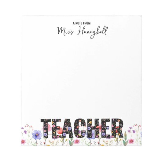 Een notitie van Teacher  Wildflower Notitieblok (Voorkant)
