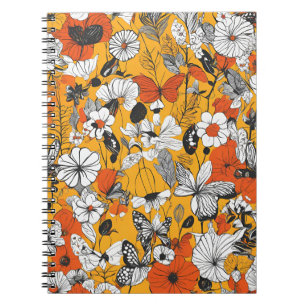 Een notitieboek met botanische illustraties en vli
