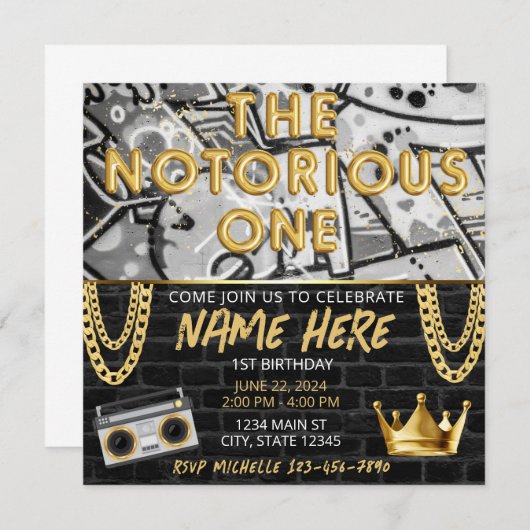 Een notoire verjaardagsuitnodiging kaart (Voorkant / Achterkant)