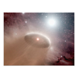 Een O-ster net achter een jonge, koelere ster Foto Afdruk