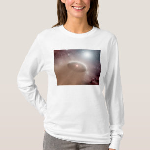 Een O-ster net achter een jonge, koelere ster T-shirt