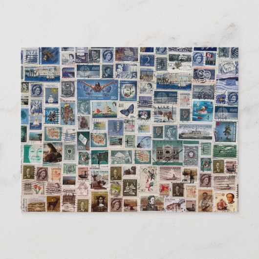 Een oceaan van postzegels - Stamp Collectie Collag Briefkaart (Voorkant)