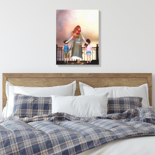 Een Ocean Love Wrapped Canvas Print (Insitu (Slaapkamer))