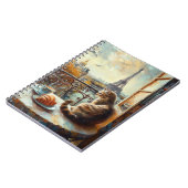 Een ochtend in Parijs | Gemberkat in een café Notitieboek (Linkerzijde)