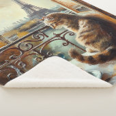 Een ochtend in Parijs | Gemberkat in een café Sherpa Deken (3/4)