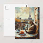 Een ochtend in Parijs | Ginger Cat in een café Briefkaart (Voorkant / Achterkant)