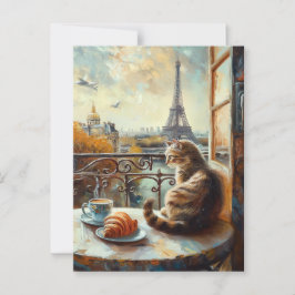 Een ochtend in Parijs | Ginger Cat in een café Briefkaart