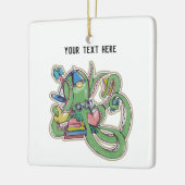 Een octopus die graag leest keramisch ornament (Links)