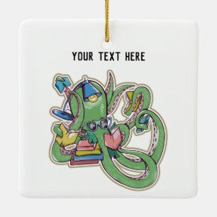 Een octopus die graag leest keramisch ornament