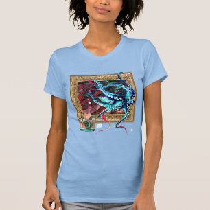 Een octopus, een camera en een donkere kaart t-shirt