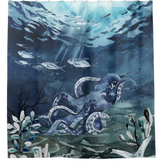 Een octopus in het zee douchegordijn (Voorkant)