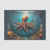 Een octopus oceaan onder water met het koraalrif tissuepapier (Voorkant)