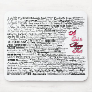 Een ode aan veel Fonts Mousepad Muismat