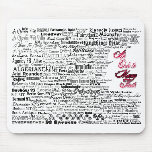 Een ode aan veel Fonts Mousepad Muismat (Voorkant)