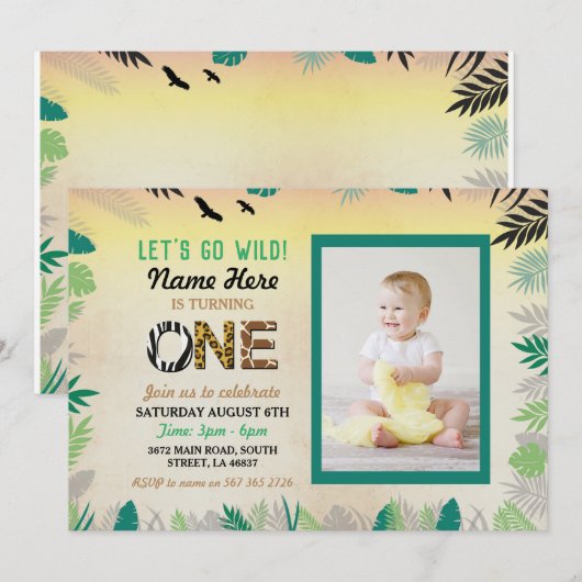 Eén Oerwoud 1e verjaardag Safari ZOO Foto Kaart (Voorkant / Achterkant)