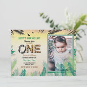 Een Oerwoud 1e Verjaardagsfeest Safari ZOO Foto Kaart (Staand voorkant)