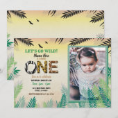 Een Oerwoud 1e Verjaardagsfeest Safari ZOO Foto Kaart (Voorkant / Achterkant)