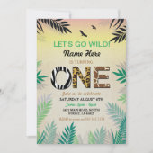 Een Oerwoud 1e Verjaardagsfeest Safari ZOO Uitnodi Kaart (Voorkant)