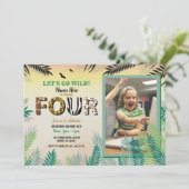 Eén Oerwoud 4e verjaardag 4 Safari ZOO Foto Kaart (Staand voorkant)