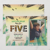Een Oerwoud 5e Verjaardagsfeest 5 Safari ZOO Foto Kaart (Voorkant / Achterkant)