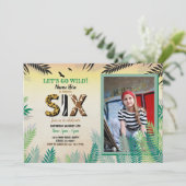 Eén Oerwoud 6e verjaardag Partij 6 Safari ZOO Foto Kaart (Staand voorkant)