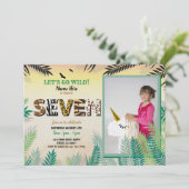 Een Oerwoud 7e Verjaardagsfeest 7 Safari ZOO Foto Kaart (Staand voorkant)