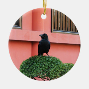 Een Oerwoud met grote vulling bedekt een baars op  Keramisch Ornament