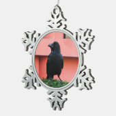 Een Oerwoud met grote vulling bedekt een baars op  Tin Sneeuwvlok Ornament (Rechts)