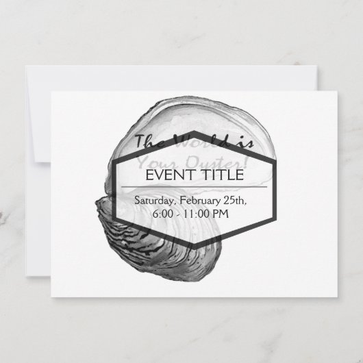 Een oester schelp met gezegde: "De wereld is jouw  Kaart (Achterkant)