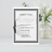 Een oester schelp met gezegde: "De wereld is jouw  RSVP Kaartje (Staand voorkant)