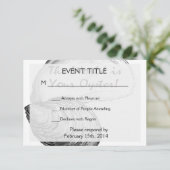 Een oester schelp met gezegde: "De wereld is jouw RSVP Kaartje (Staand voorkant)